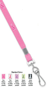 2138-5288 Pink Ribbon on Pink Lanyard Badge Card Holder - Swivel Hook