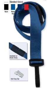 2138-6003 5/8" Ribbed Material Lanyard Badge Card Holder - w/ Break-Away - Navy Blue - Bull-Dog Clip