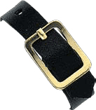 2420-1041 Genuine black leather "executive" strap w/ brass plated steel buckle & 2 adjustable holes