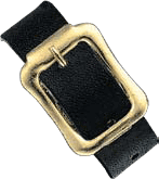 2420-2101 Genuine black leather "executive" strap w/ brass plated steel buckle & 3 adjustable holes
