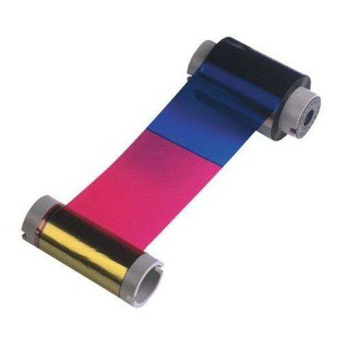 44230 Fargo YMCKO Full-Color ribbon w/ cleaning roller: resin black & clear overlay panel - 250 Images
