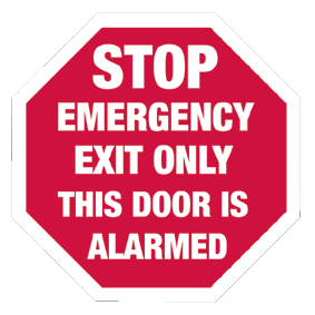 STOP - Emergency Exit Only This Door is Alarmed Visitor Management Sign
