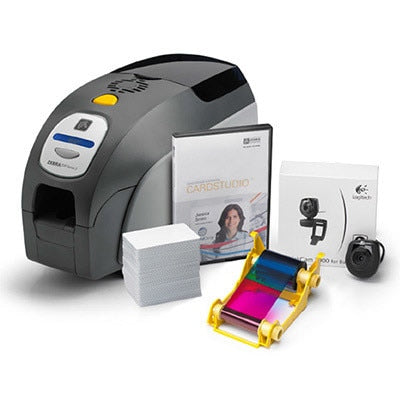 Z31-0M00C200US00 Zebra QuikCard ID Solution with ZXP Series 3 single-sided card printer, USB, Magnetic encoder, CardStudio software, webcam, and Media starter kit (200 cards, 1 YMCKO color ribbon)